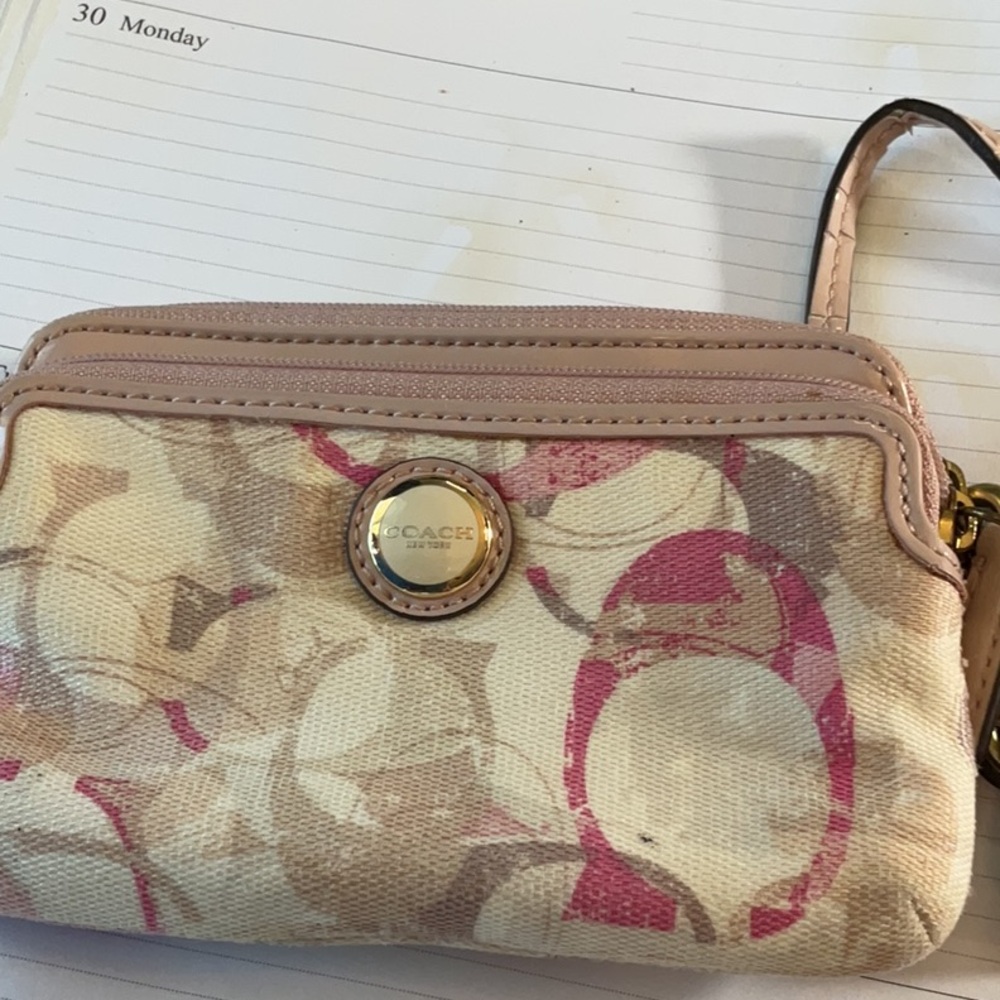 Coach Pink Tan Double Zip